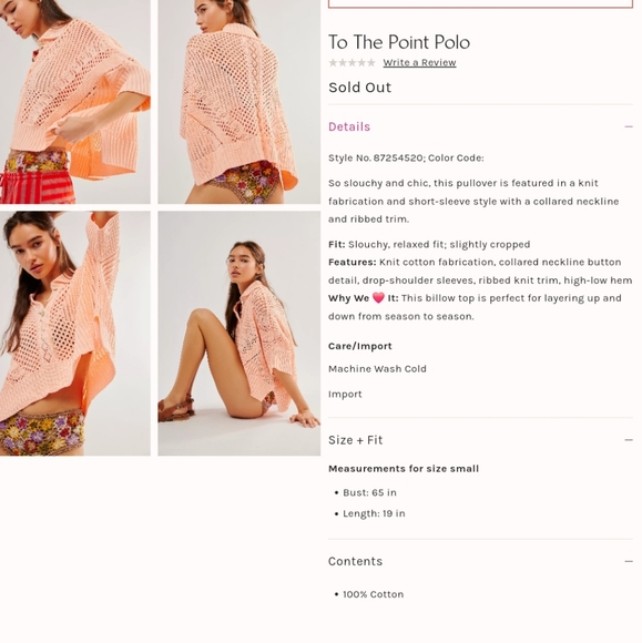 **SOLD** FREE PEOPLE To The Point Polo NWT - MEDIUM - Picture 5 of 7